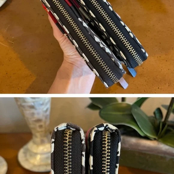 2 Pc Bundle Kate Spade Canvas along Zipper Wallet - Picture 3 of 7